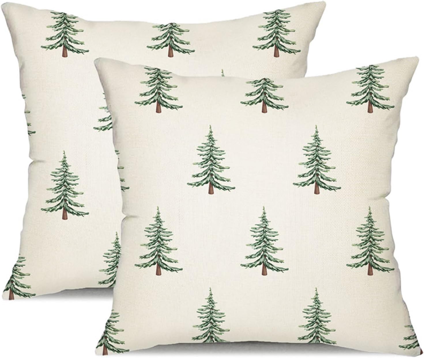 DFXSZ Christmas Pillow Covers 18×18 inch Set of 2 Christmas Tree Decorative White Throw Pillow Covers Winter Famliy Decoration for Home Couch TH-30B18