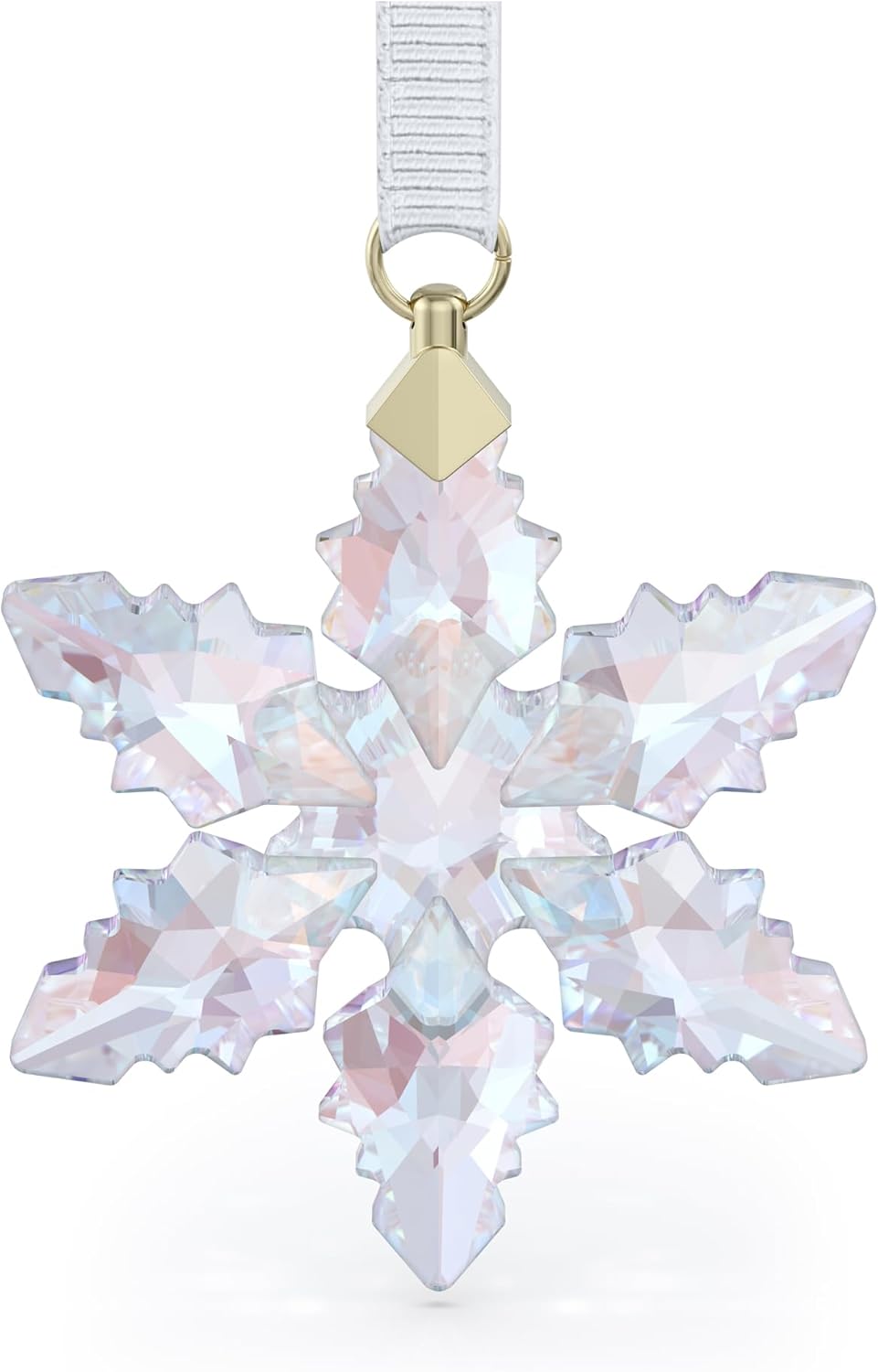 Swarovski Amazon Exclusive Little Snowflake Crystal Ornament with White Grosgrain Ribbon for Hanging, 133 facets, Exclusively on Amazon