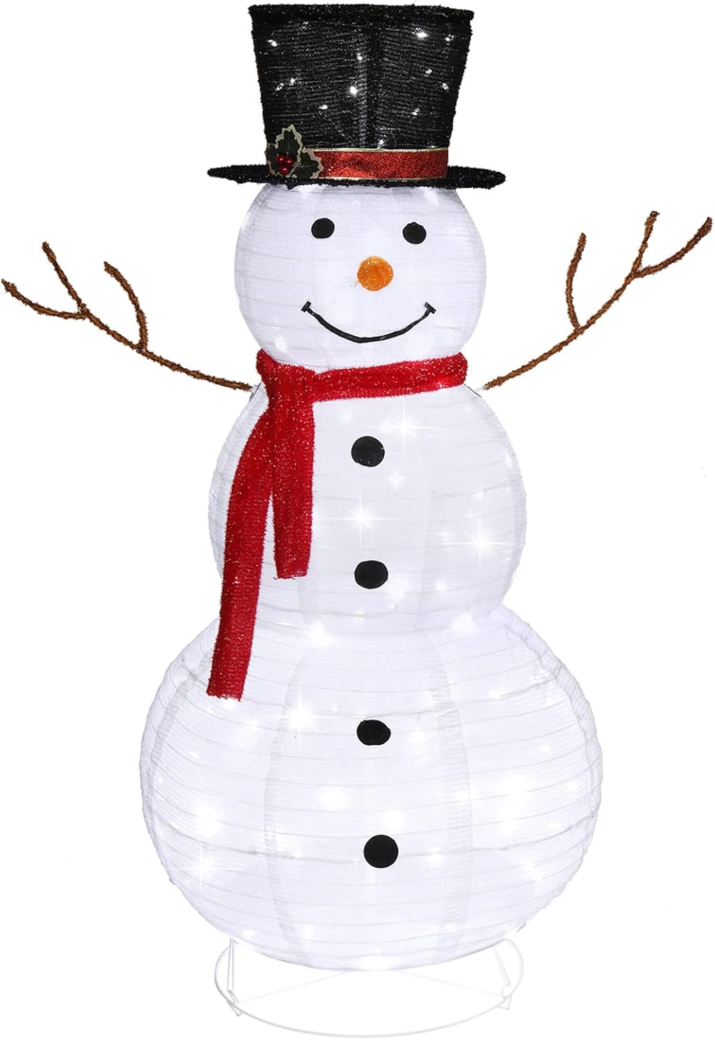 VINGLI Snowman Outdoor Christmas Decorations with 90 LED Lights, Lighted Snowman with Top Hat Holiday Ornaments Yard Decor for Home, Lawn and Front Yard-4 FT