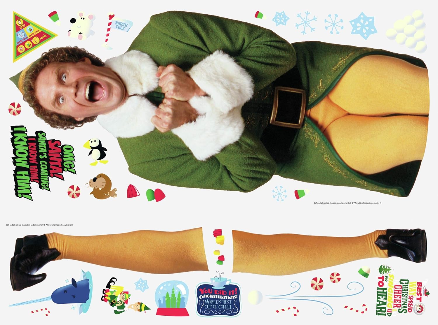 RoomMates RMK4339GM Buddy The Elf Giant Peel and Stick Wall Decals