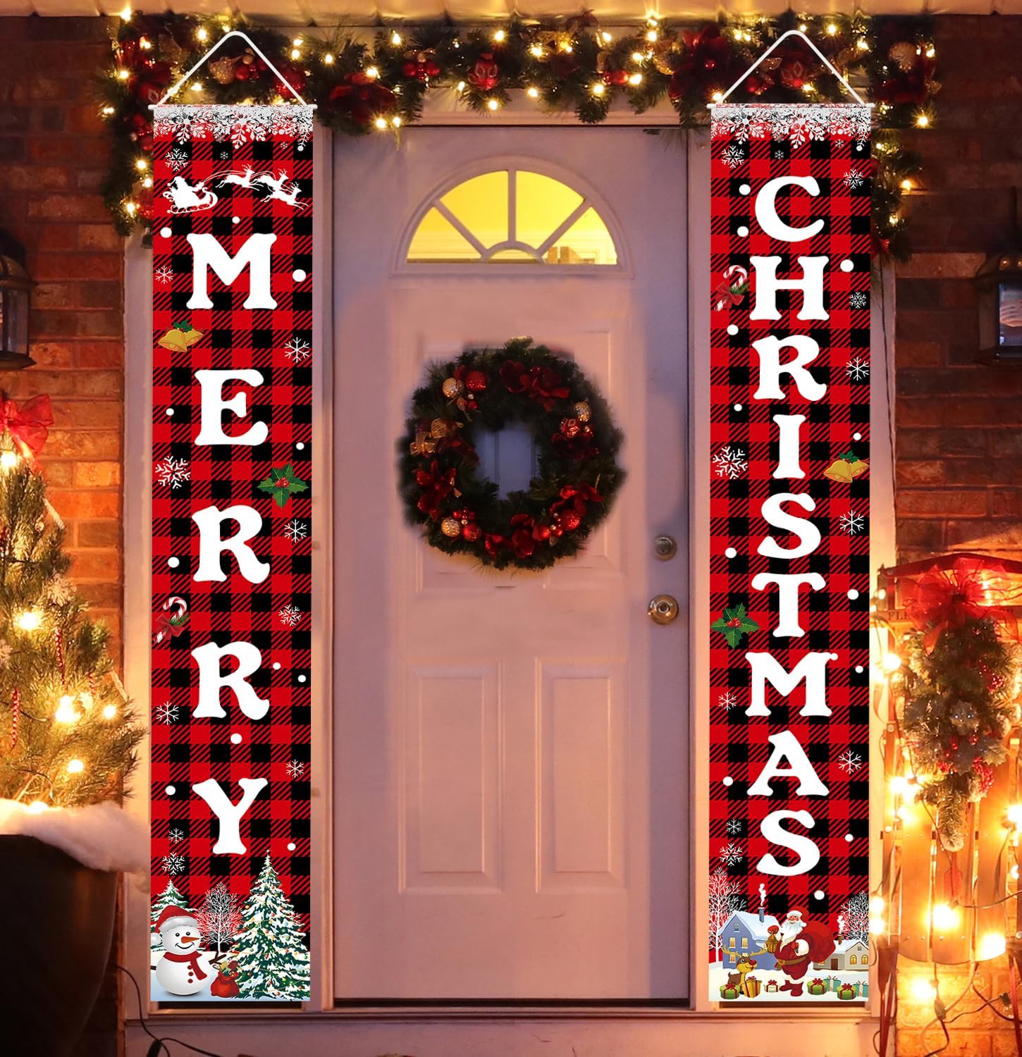 Christmas Decorations Merry Christmas Banner Xmas Porch Door Sign Welcome Banner for Wall Home Party Decor Christmas Decorations Indoor Outdoor