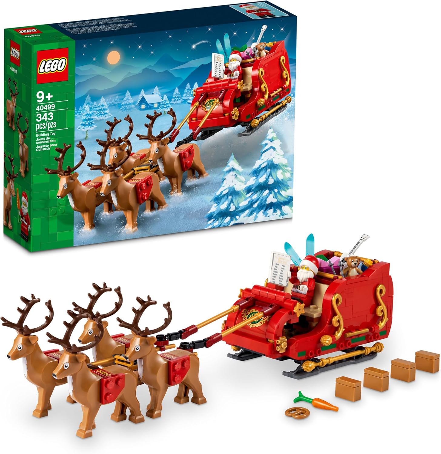 LEGO Santa’s Sleigh – Building Toys for Kids, Boys & Girls, Ages 9+ – Indoor Christmas Decorations for Home W/Santa Claus Figurine & Reindeer – Gifts for Boys & Girls – 40499