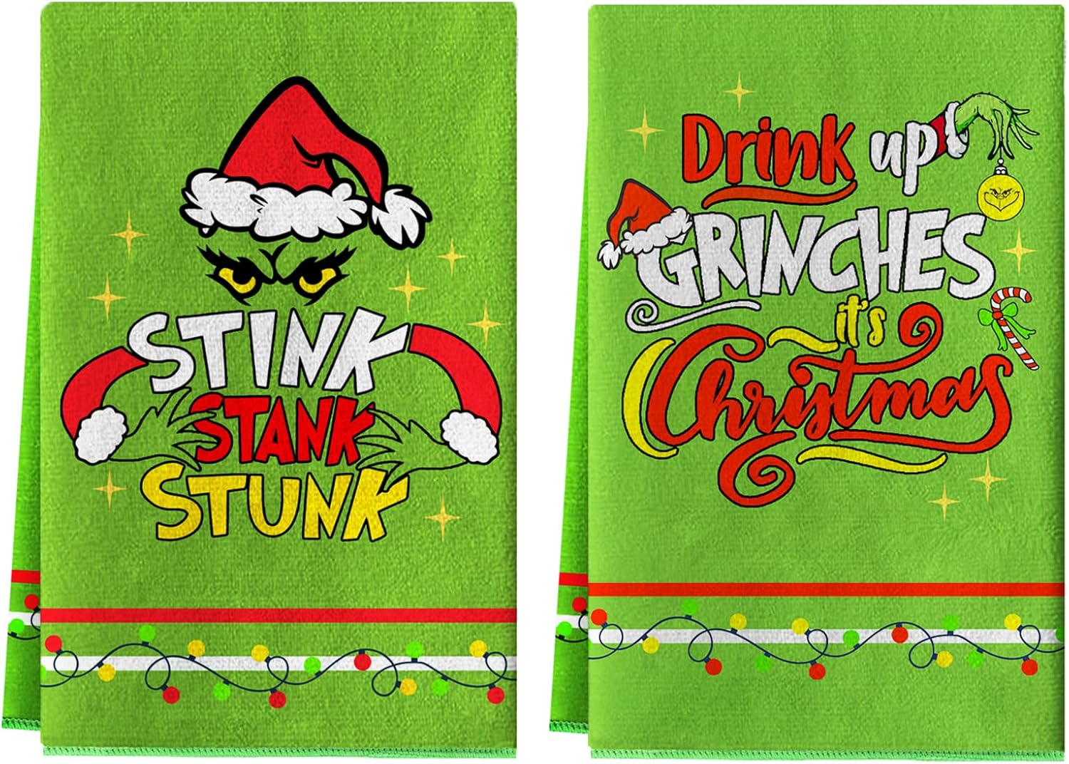 Christmas Kitchen Towels 2 Pieces Christmas Dish Towels Hand Towels Housewarming Gifts for New Home, Christmas Farmhouse Decor for Kitchen/Bedroom/Bathroom(17.7 x 27.5 Inch)