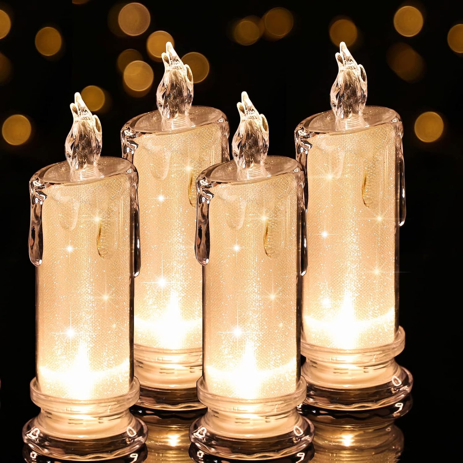 4PCS White LED Candles (D:2.5″ x H:7″) ,Flameless Pillar Candles,Battery Operated Candles/Fake Candle, Velas Artificiales Para Decoracion for Valentine’s Day Wedding Diwali Fall Christmas Decorations