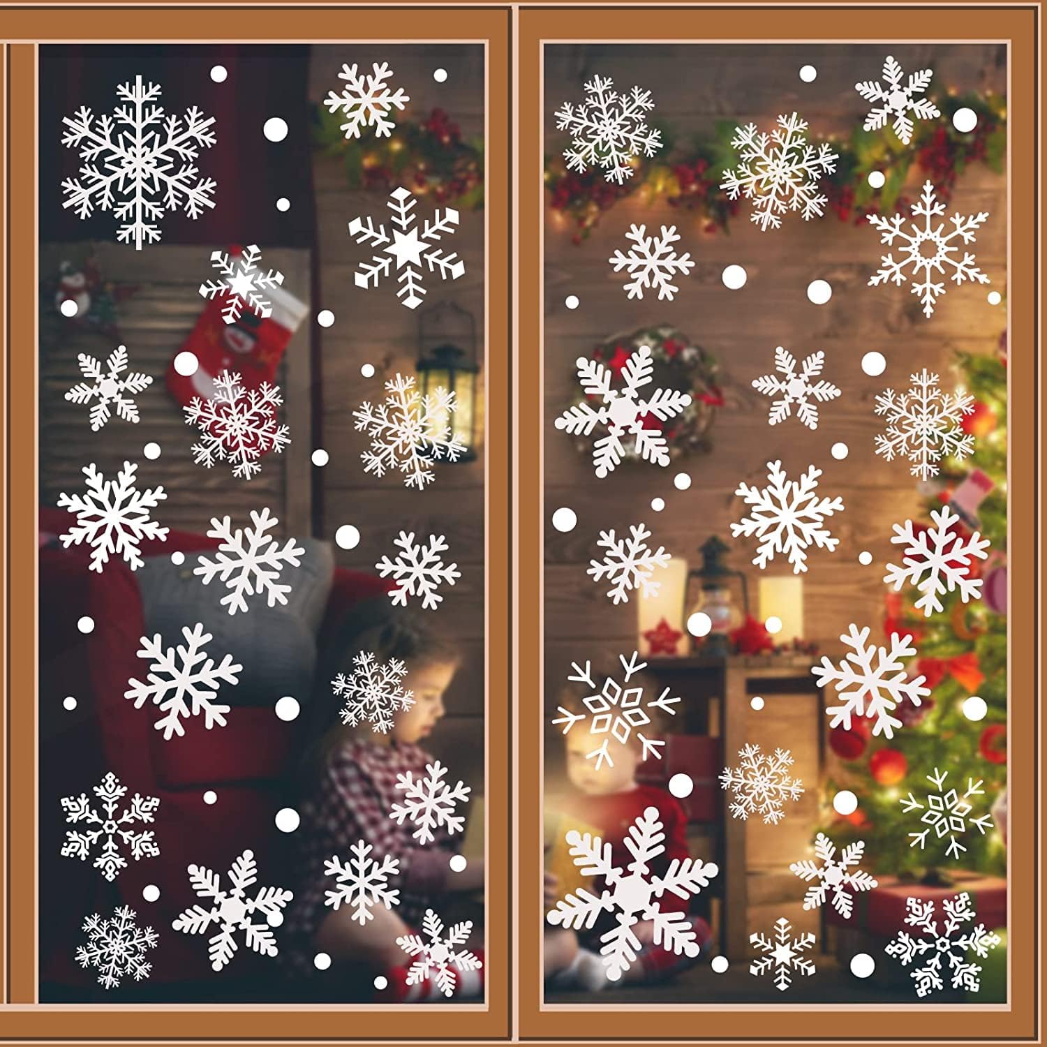 329PCS+ Christmas Window Clings White Snowflakes Decals Stickers Ornaments for Winter Frozen New Year Holiday Party Supplies Wonderland Decorations Indoor(10 Sheets)